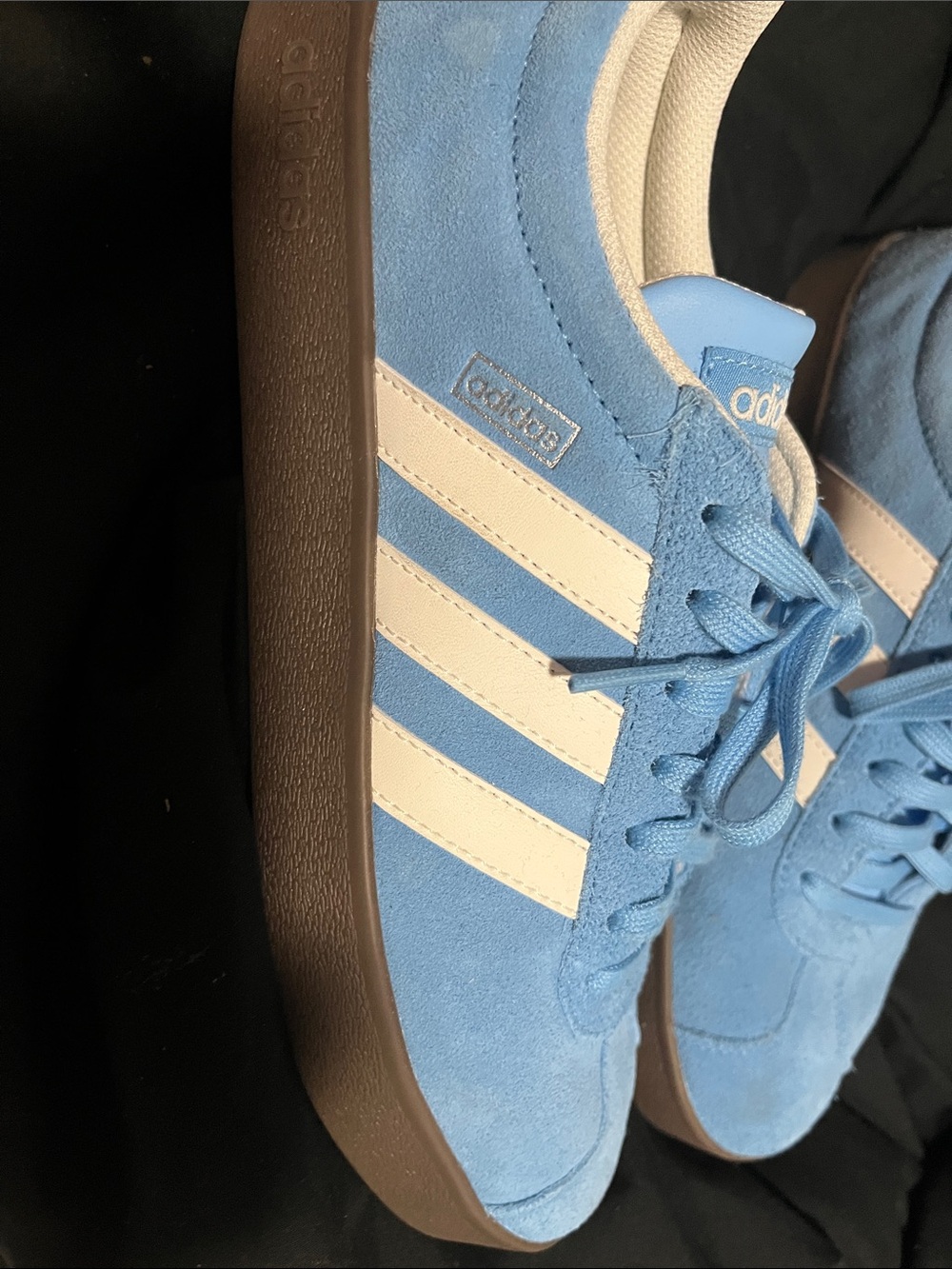 adidas Sky Blue Suede Sneakers with White Stripes - Picture 2 of 7